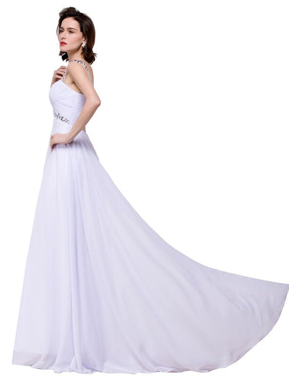 A-Linie Herzausschnitt Kristall Chiffon Abendkleid