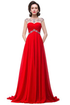 A-Linie Herzausschnitt Kristall Chiffon Abendkleid