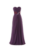 Vestido de dama de honor/graduación con escote en forma de corazón, largo hasta el suelo, con volantes BD020