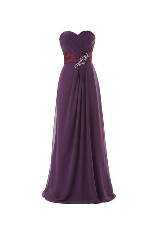 A-Linie Herzausschnitt Bodenlanges Brautjungfern-/Ballkleid mit Rüschen BD020