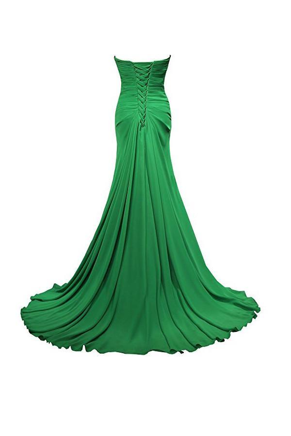 Vestidos de dama de honor de gasa con escote en forma de A y escote corazón, hasta el suelo, BD021