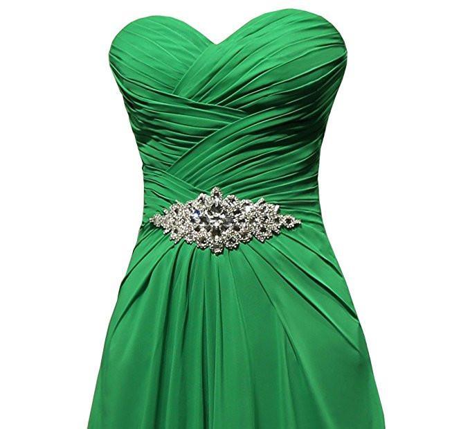Vestidos de dama de honor de gasa con escote en forma de A y escote corazón, hasta el suelo, BD021