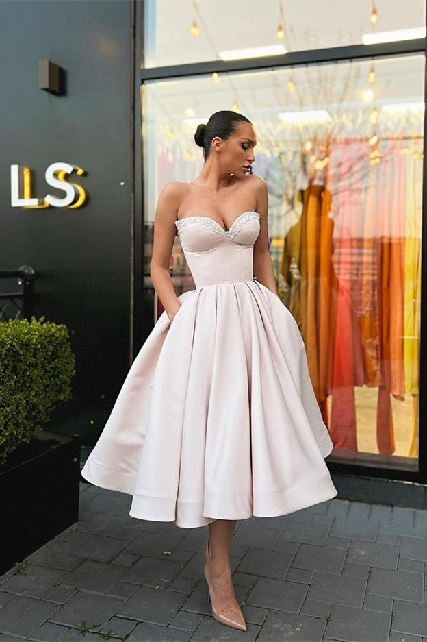 A-Linie Herzausschnitt Kurze Ballkleider mit Perlenbesatz