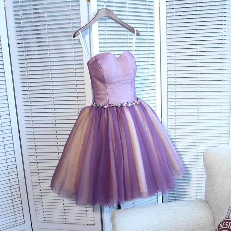 Vestido de fiesta corto de tul con escote en forma de A y escote en forma de corazón PD391