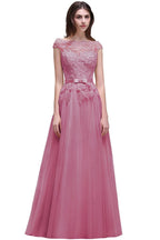 Bodenlanges A-Linien-Ballkleid mit Tüll-Spitzen-Applikationen