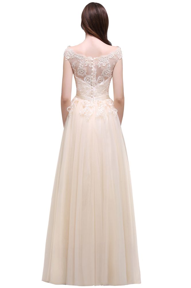 Bodenlanges A-Linien-Ballkleid mit Tüll-Spitzen-Applikationen
