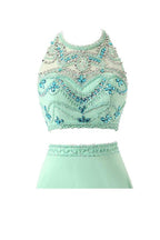 Vestidos de fiesta de gasa de dos piezas con corte en A, vestidos de noche PG261