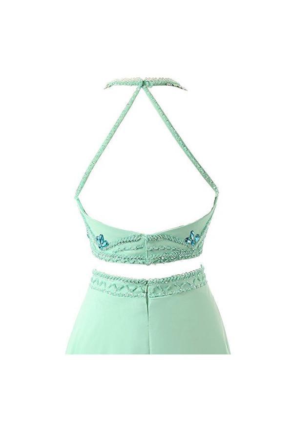 Vestidos de fiesta de gasa de dos piezas con corte en A, vestidos de noche PG261