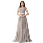 Vestido de dama de honor de gasa con escote en V y apliques en forma de A