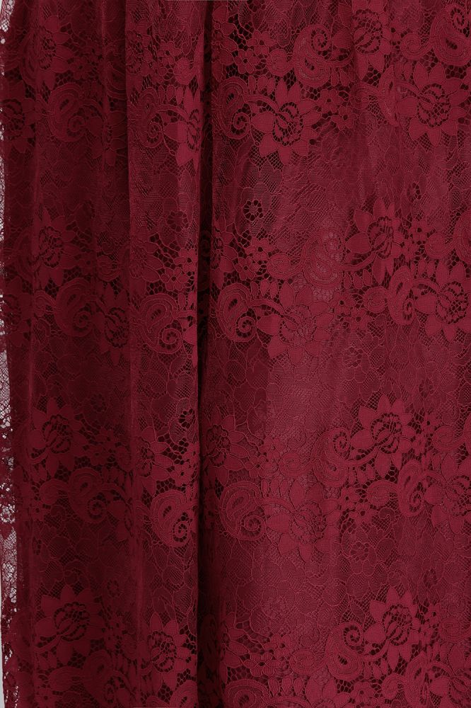 Vestidos de noche burdeos con encaje, sin mangas, escote en V y corte A hasta el suelo, talla grande