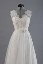 A-line V-Neck Sashes Appliques Beach Wedding Dress  WD170