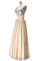 A-Linien-Partykleid aus Chiffon mit V-Ausschnitt und Pailletten