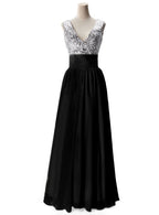 A-Linien-Partykleid aus Chiffon mit V-Ausschnitt und Pailletten