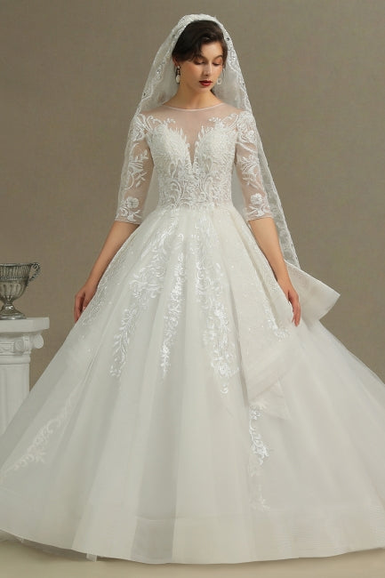 Vestido de novia corte A | Vestidos de novia con mangas