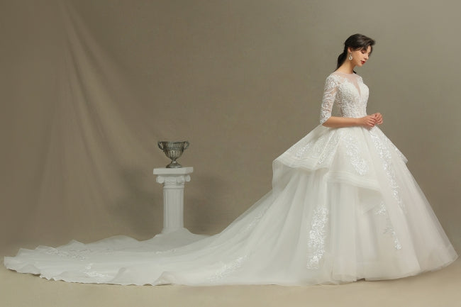 Vestido de novia corte A | Vestidos de novia con mangas