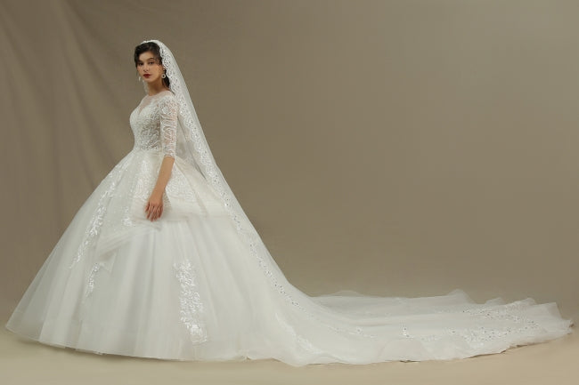 Vestido de novia corte A | Vestidos de novia con mangas