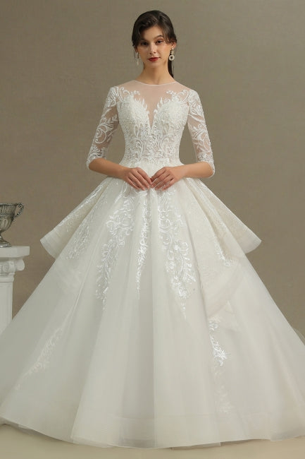 Vestido de novia corte A | Vestidos de novia con mangas