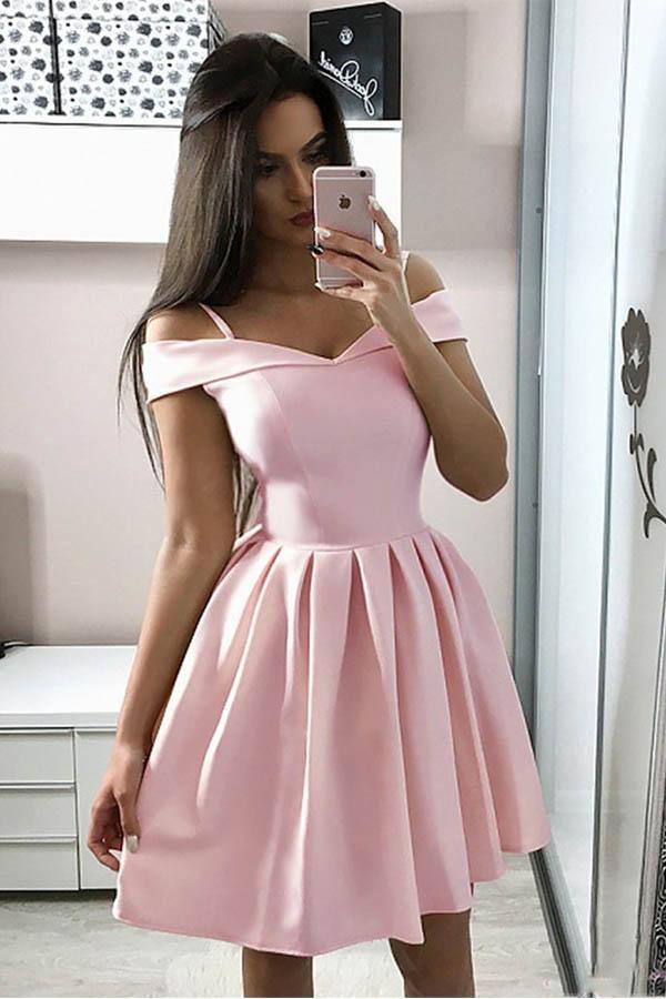 A-Linie Weißes Spaghettiträger Satin Homecoming Kleid Kurzes Ballkleid PD249