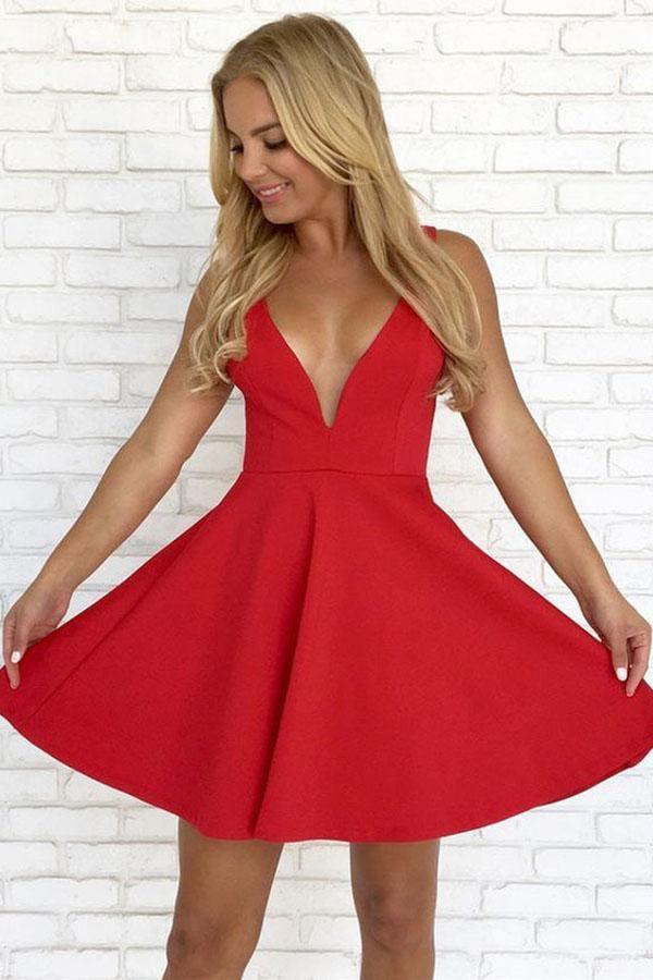 Vestido de fiesta corto de satén con tirantes blancos, corte A y espalda descubierta, PD286