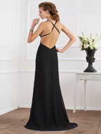 A-Linie/Elegant Neckholder Ärmellos Lange Chiffon Abendkleider