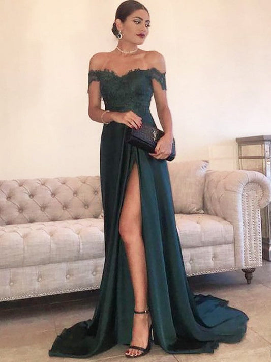 Vestidos de fiesta elegantes de satén con efecto seda, sin mangas y hombros descubiertos