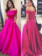 Vestidos de fiesta elegantes de satén con volantes, sin mangas y hombros descubiertos