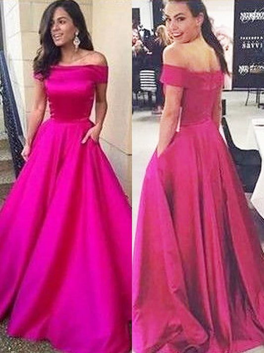 Vestidos de fiesta elegantes de satén con volantes, sin mangas y hombros descubiertos