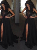 A-Linie/Elegant U-Ausschnitt Ärmellos Satin Chiffon Abiballkleider
