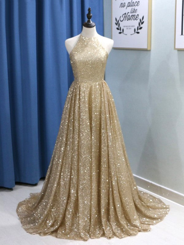 Vestidos de fiesta elegantes de corte A, sin mangas, con volantes, lentejuelas y joya