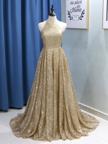 Vestidos de fiesta elegantes de corte A, sin mangas, con volantes, lentejuelas y joya