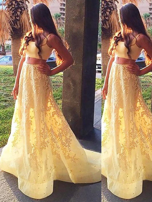 Elegante vestido de fiesta de dos piezas con apliques de satén, sin mangas y corte A/cuadrado