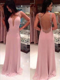 A-Linie/Elegant Träger Ärmellos Perlen verziert Bodenlang Chiffon Abiballkleider