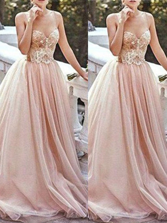 Vestidos de fiesta elegantes de tul con cuentas, sin mangas y escote en forma de A