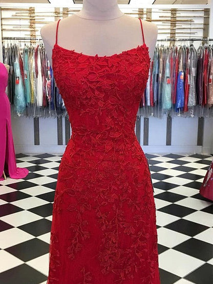 Vestido de fiesta elegante de corte A con apliques de tul y tirantes finos sin mangas