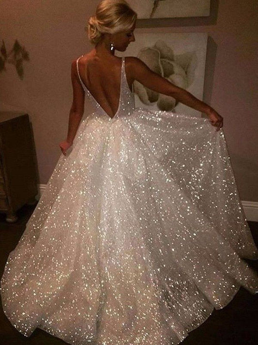 Vestidos de fiesta elegantes de tul con escote en V y sin mangas en forma de A