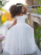 Vestido bohemio de encaje hasta los tobillos para niña de las flores