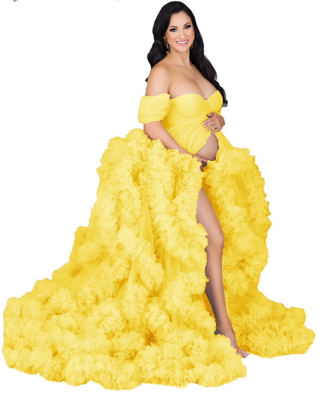 Puffy Ruffles Maternity Dress Fluffy Maternity Dress Tulle Robe SY038