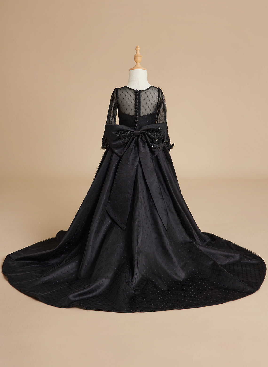 Duchesse-Linie/Princess-Linie Satin Sweep/Pinsel zug Schwarzes Kleid 