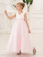 A-Linie Satin Tüll Knöchellanges Rosa Kleid (2003227111)