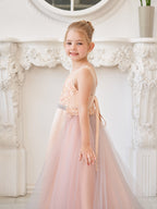A-Linie Satin Tüll Sweep/Pinsel zug Champagner Kleid (010226776) 