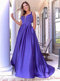 Langes lila Ballkleid in A-Linie mit V-Ausschnitt