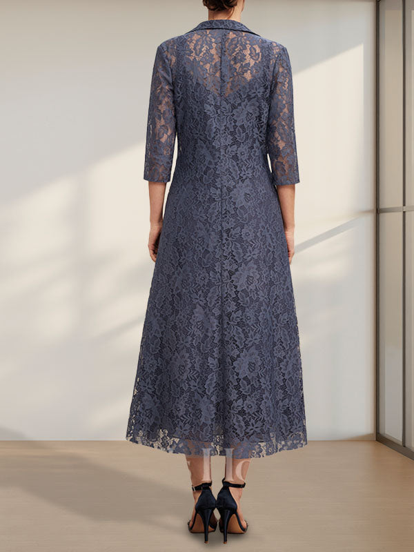 Vestido de gasa para madre de la novia con escote en V y corte A hasta la rodilla