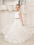 A-Linie Spitze Satin Bodenlang Elfenbein Kleid (010146741) 