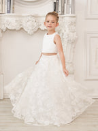 A-Linie Spitze Satin Bodenlang Elfenbein Kleid (010146741) 