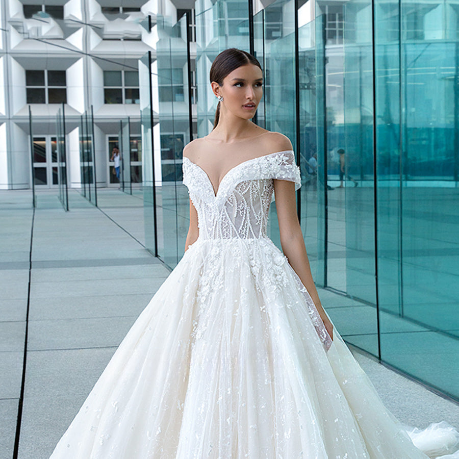 Sexy Sweetheart Lace Wedding Dresses Women's V-neck Decal Princess Wedding Formal Party 2023 Off Shoulder Beaded Romantic Bridal-payinti