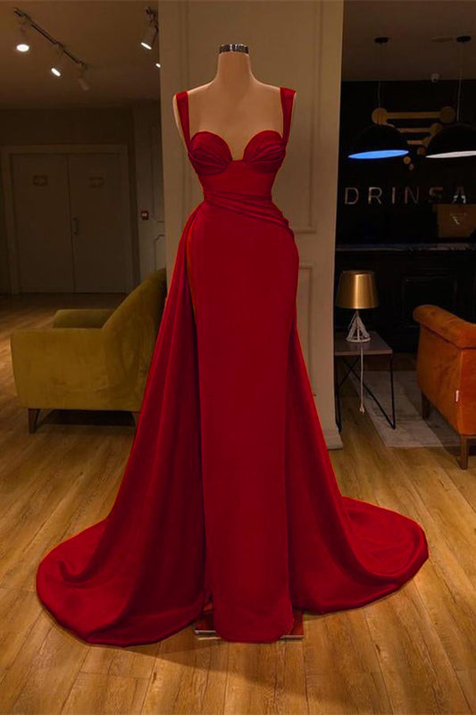 Atemberaubendes langes Meerjungfrau-Ballkleid aus Satin mit Herzausschnitt und hohem Schlitz
