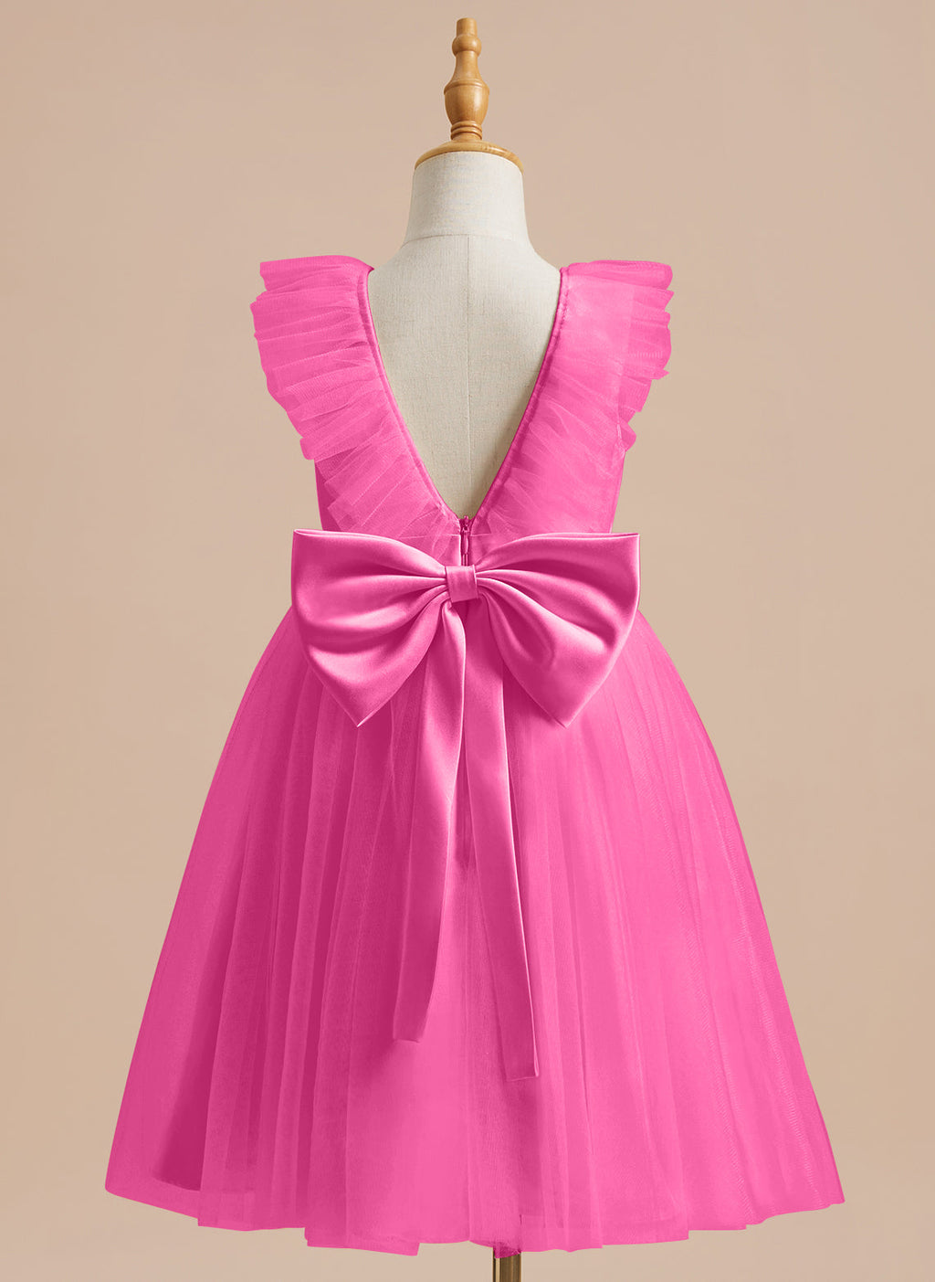Knielanges A-Linien-Blumenmädchenkleid aus Satintüll 