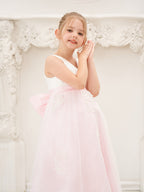 A-Linie Satin Tüll Knöchellanges Rosa Kleid (2003227111)