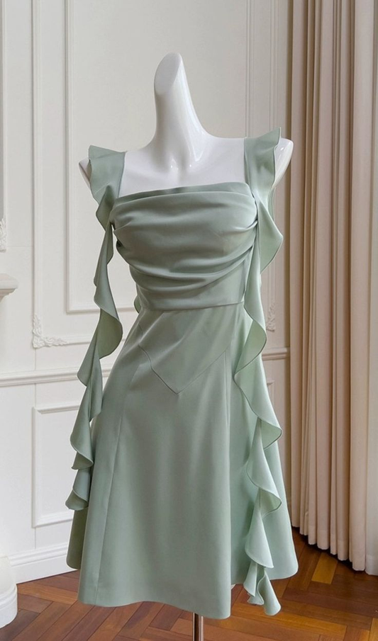 Schlichtes A-Linien-Heimkehrkleid aus Satin, Mini-Abschlussballkleid, Partykleid Y7575
