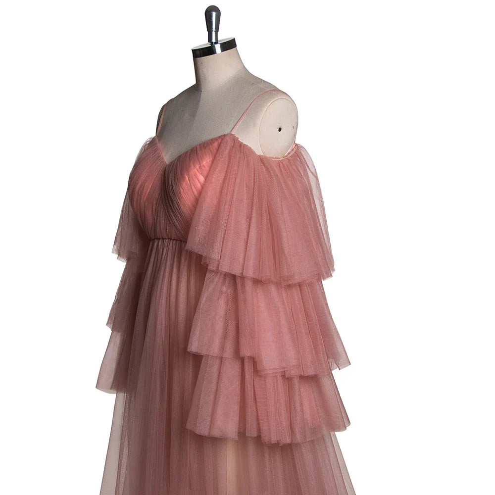 Elegantes vestidos de maternidad con hombros descubiertos para sesiones de fotos, vestido maxi para mujeres embarazadas, accesorios de fotografía, vestido largo de embarazo 